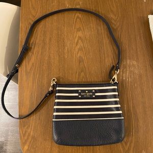 Kate Spade navy and white striped crossbody